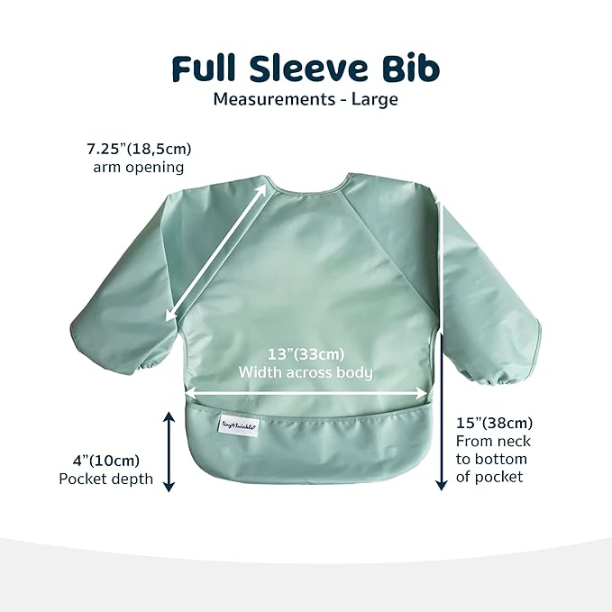 Tiny Twinkle Long Sleeve Bib for Babies & Toddlers | 2-Pack Waterproof Smock Bib for Eating | Machine Washable & Mess-Proof Feeding Essentials | Newborn Shower Gift (Taupe Lilac,2-4Y)