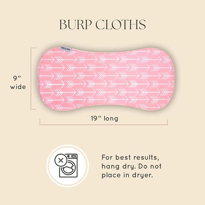 Dodo Babies Burp Cloths for Babies - Soft Cotton Front & Fleece Back - Contoured Fit for Newborn Essentials - Pack of 5, 2 Pacifier Clips, Pacifier Case, 19 x 9 in