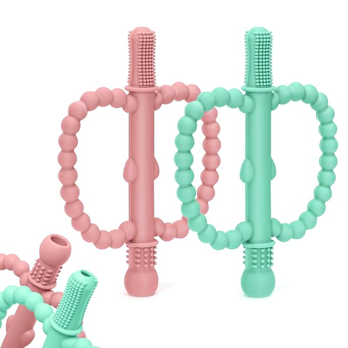 Baby Teething Toys for Babies 0-36 Months – Anti-Choking Design, Teething Relief for Straws Sticks, Chew Straw Sensory Toy for Infant Toddlers Silicone teether Tubes