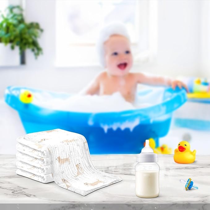 vvfelixl Baby Cotton Washcloths Basset Hound Dog Infants Bath Towel for Unisex Face Towels for Newborn, Natural Baby Wipes Delicate Skin, 11.8 X 11.8 inch, one sizex3
