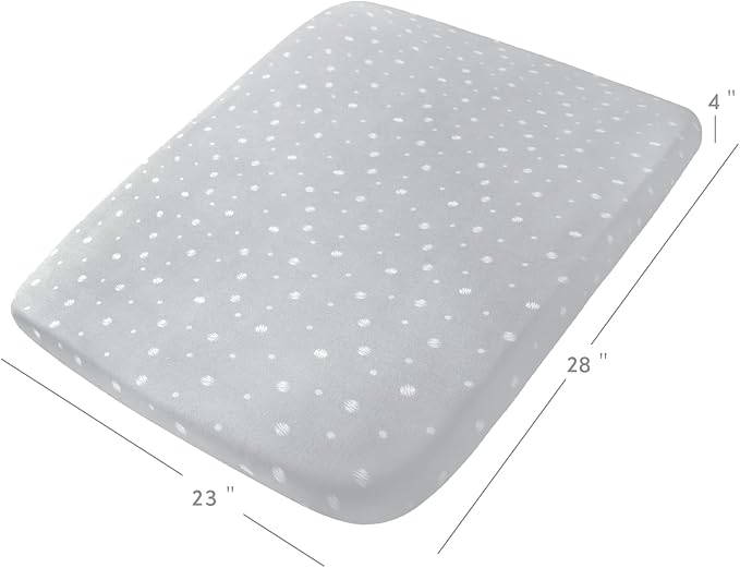 Bassinet Sheets 2 Pack, Compatible with 4moms Breeze Plus Bassinet (not playard), Fit for 23" x 28" Bassinet Mattress Pad, Ultra Soft & Super Stretchy, Baby Boy/Girl, White & Grey Ball
