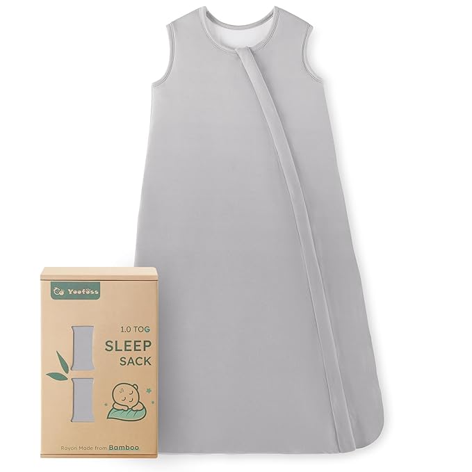 Yoofoss Rayon Made from Bamboo Baby Sleep Sack 12-18 Months 1.0 Tog Baby Wearable Blanket, Super Soft Infant Toddler Sleeping Sack 2-Way Zipper