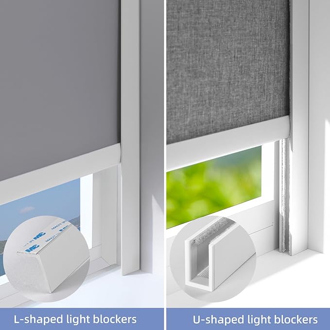 ZSTARR U Channel Aluminium Alloy Light Blocking Strips for Roller Blinds Light Gap Blockers Window Shades Side Rail Tracks Bedroom Sleep Nursery (White,58",4Pcs)