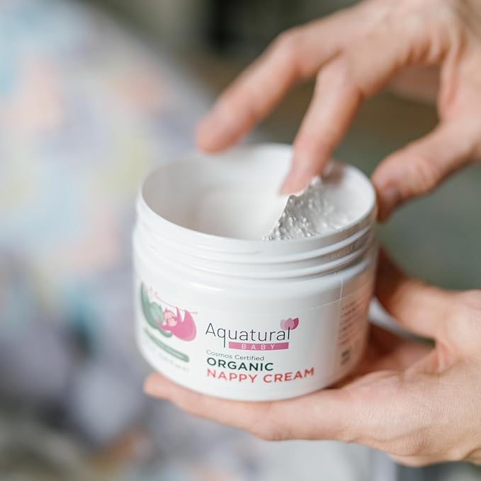 Aquatural Organic Nappy Cream - Newborn Diaper Care - Gentle Care Diaper-Cream, Natural Moisturizer Zinc Oxide Ointment for Kids Sensitive Skin - Baby Rash (8.45fl oz)