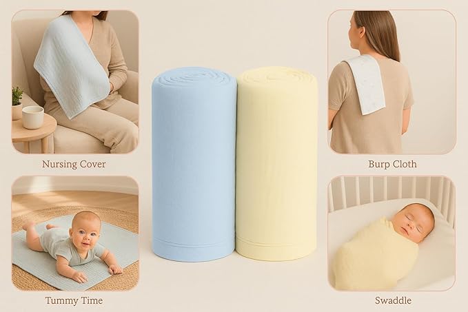 Soft 100% Cotton Swaddles for Newborns, 2- Pack - Large, Breathable Baby Blanket - Versatile, Durable Muslin Swaddle Blankets - Perfect Newborn Essentials