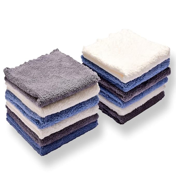 Kyapoo Baby Washcloths 12 Pack 12x12 Inches Microfiber Coral Fleece Extra Absorbent and Soft for Newborns, Infants and Toddlers-3