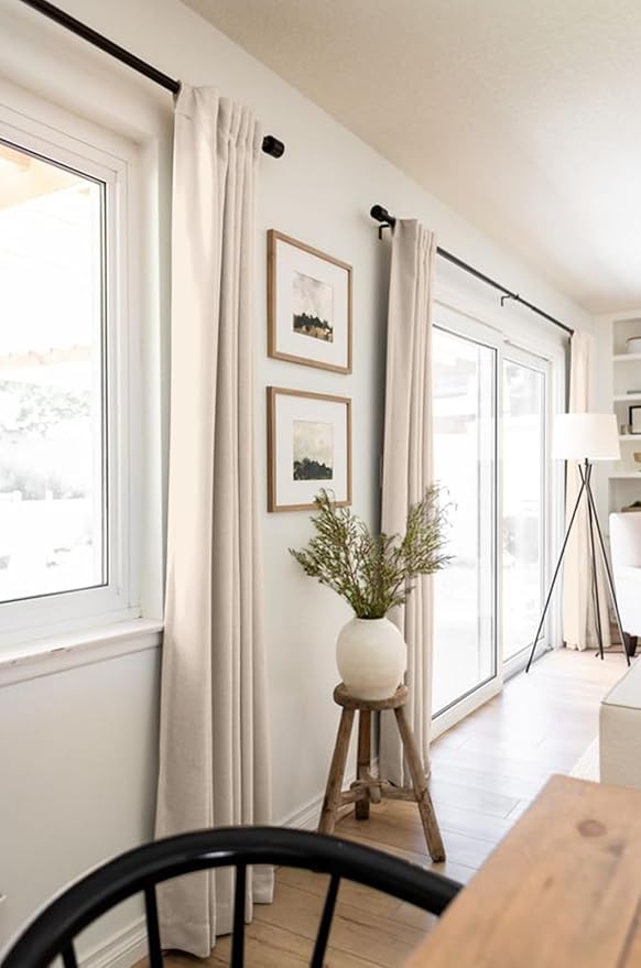 100% Blackout Shield Linen Blackout Curtains for Bedroom 84 Inches Long, Back Tab/Rod Pocket Living Room Drapes, Thermal Insulated Blackout Curtains 2 Panels Set, 50" W x 84" L, Beach Sand