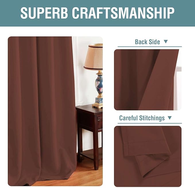 H.VERSAILTEX Blackout Curtain for Living Room Thermal Insulated Window Treatment Curtain Extra Long 84 inch Length Energy Saving Solid Grommet Top Blackout Drape, One Panel, Rust, 52" W x 84" L
