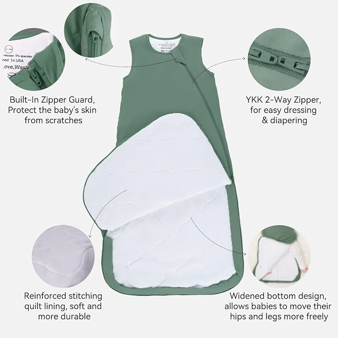 Unisex Rayon Bamboo Baby Sleep Sack TOG 1.0, Toddler Sleeping Sack 0-6 Months, 2-Way Zipper YKK