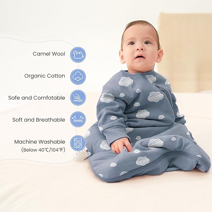 Unisex Sleeping Bag for Babies and Toddlers 1.0 Tog Sleep Sack 18-36 Months, Newborn Sleep Sack, Wearable Blanket Baby, One Piece Long Sleeves, Gifts for Baby