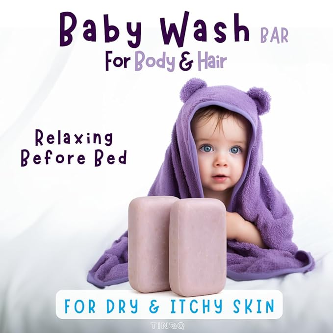 Baby Wash and Shampoo | Organic Baby Soap Bar | HYPOALLERGENIC Bath Soap Sensitive Skin | Relaxing Lavender Oil & Oatmeal | Fragrance-Free | Plastic Free | No SLS | Vegan | 2 Bars