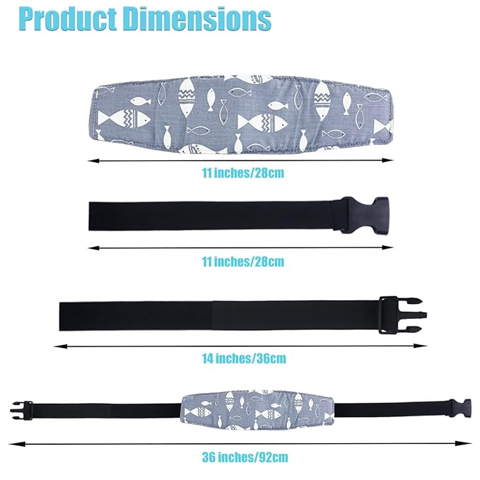 4 Pcs Baby Car Seat Head Support Toddler Infant Head Support Neck Relief Strap Headrest Sleeping Traveling for Kids Children Child Baby(Waves, Fish Bone, Little Fish, Cloud)