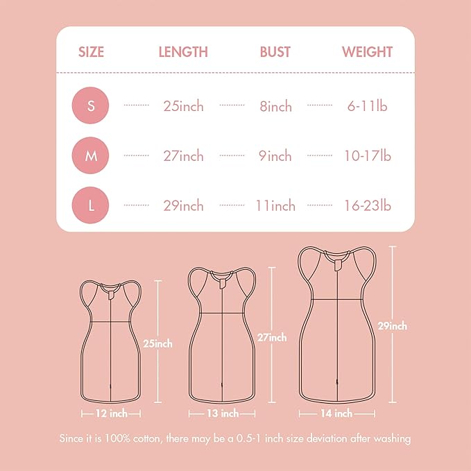 Baby Transitional Swaddle Sleep Sack - Newborn Swaddle Transition Bag with Removable Cuffs Arms Up Design, Free Wearable Blankets, Pink & Rabbit (3-6 Month)