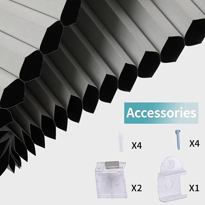 MYshade Cordless Blackout Window Blinds & Shades Pull Down Room Darkening Window Shades Light Blocking Honeycomb Cellular Shade for Indoor Windows Easy to Install 29 inch Wide, H64 White Blinds