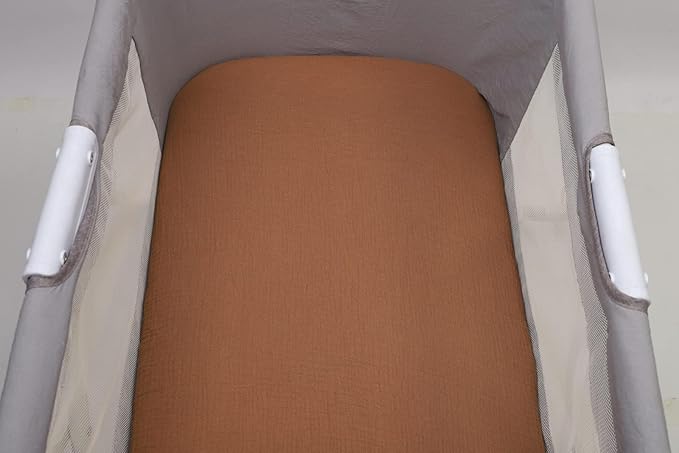 Onacosht Muslin Bassinet Sheets 33" x 19" Compatible with Mika Micky, KoolaBaby (3 in 1), BabyBond, HARPPA and RICUTON Bedside Bassinet, 2 Pack for Baby Boy and Girl, Natural and Rainbow