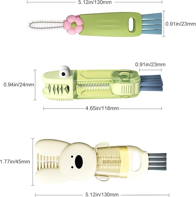 4 in 1 Cup Lid Cleaning Brush, 3 in 1 Bottle Brush, Cup Crevice Cleaning Tools, Easy to Clean and Storage, ABS+Silicone Cup Lid Gap Cleaner, Portable Multifunctional Bottle Cleaning Brush (3Pcs)
