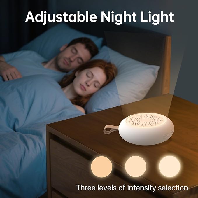 AMZSA White Noise Sound Machine for New Baby & Adults – 24 Sleep Sounds Including Rain, Green & Pink Noise, Portable Noise Canceling Sound with Timer, Night Light & Rechargeable, for Sleeping & Travel