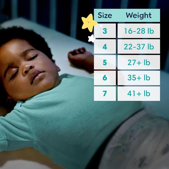 Pampers ZZZ Overnight Diapers, Size 4 (22-37 lbs), 104 Count, Nighttime Protection Disposable Baby Diaper, Night Time Leak and Skin Protection