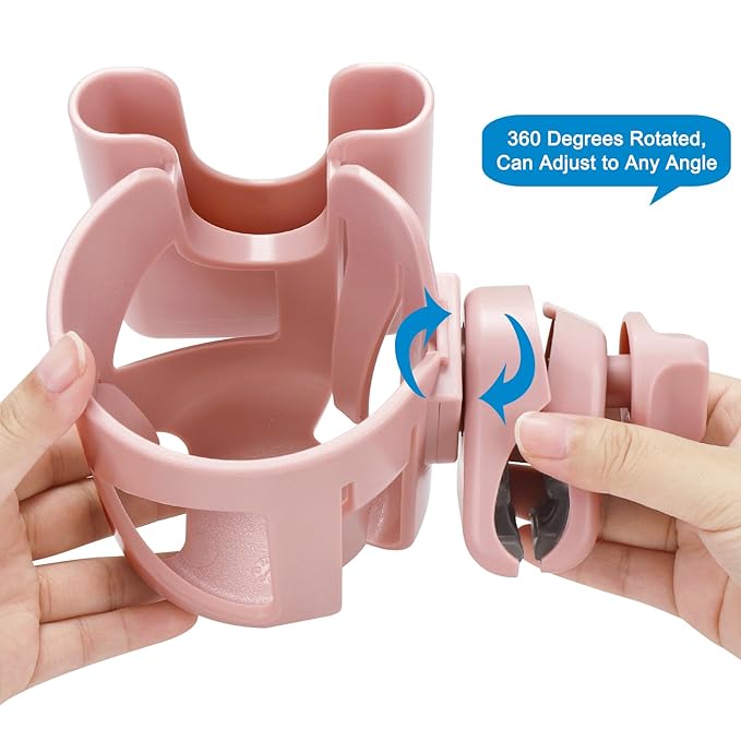 Accmor Universal Cup Holder, Stroller Cup Holder with Phone Holder, 360° Rotatable Large Caliber Designed Bottle Holder for Stroller, Bike, Wheelchair, Walker, Scooter