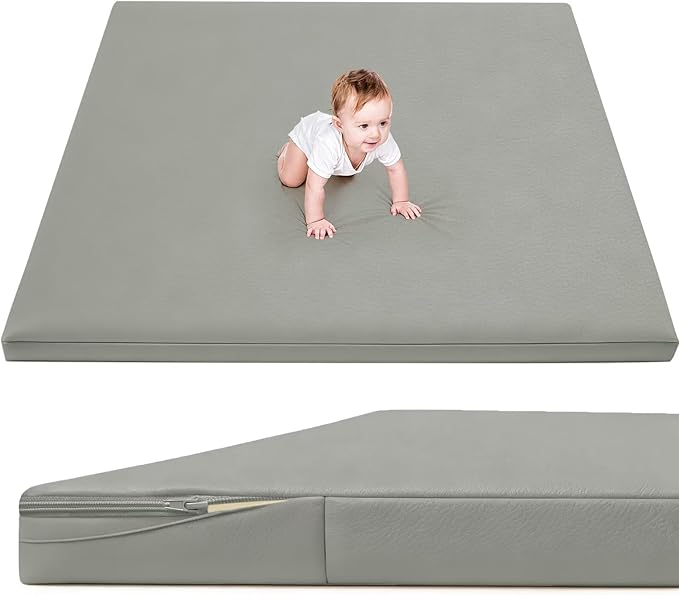 Waterproof Baby Play Mat for Floor 1.3" Thick Memory Foam 59 * 79 Cushion Playpen Playmat Tummy Time Crawling Mat Nursery Rug Pad Mattress Create Soft & Safe Area for Infants,Toddler,Kids,Grey