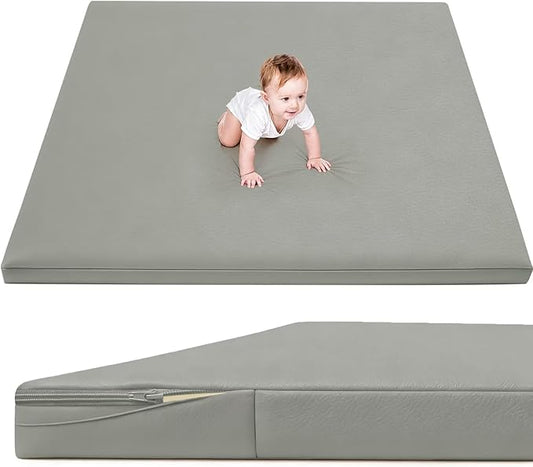 Waterproof Baby Play Mat for Floor 1.3" Thick Memory Foam 47 * 47 Cushion Playpen Playmat Tummy Time Crawling Mat Nursery Rug Pad Mattress Create Soft & Safe Area for Infants,Toddler,Kids,Grey
