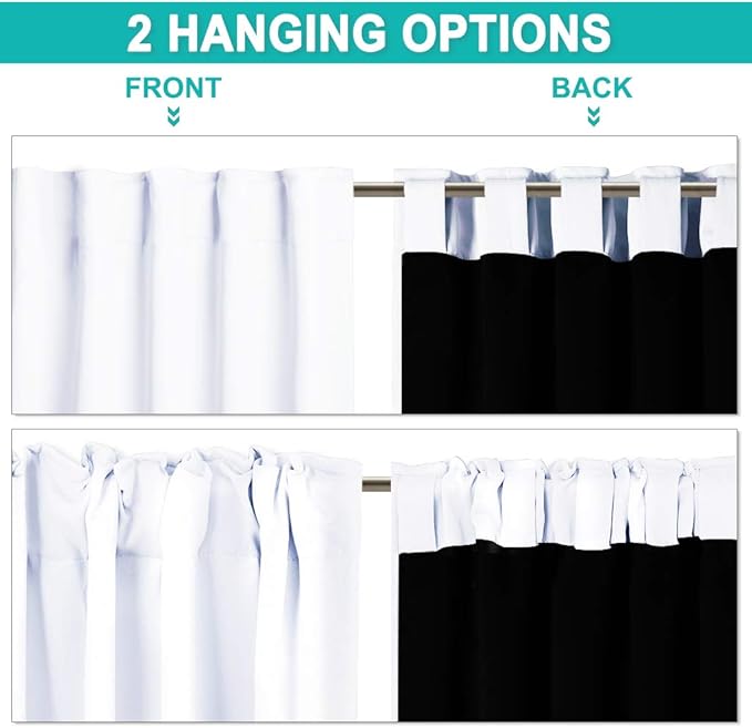 NICETOWN Full Shading Curtains for Window, Super Heavy-duty Black Lined Blackout Drapes with Rod Pocket & Back Tab for Bedroom, Privacy Assured Window Treatment (Pure White, Pack of 2, 52" W x 102" L)