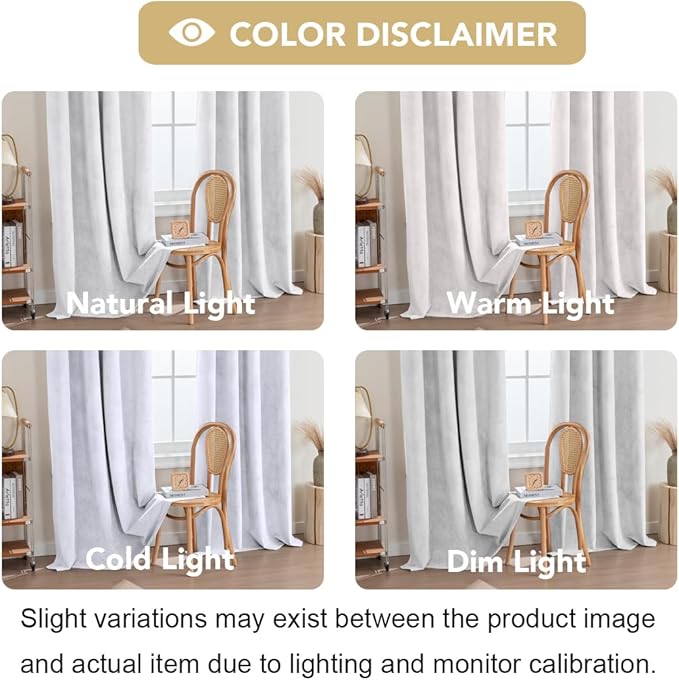 H.VERSAILTEX Velvet 100% Blackout Curtains for Living Room Full Light Blocking Curtains Thermal Insulated Room Window Drapes Soft Luxury Curtains Grommet Top 2 Panels (55" W x 84" L, White)