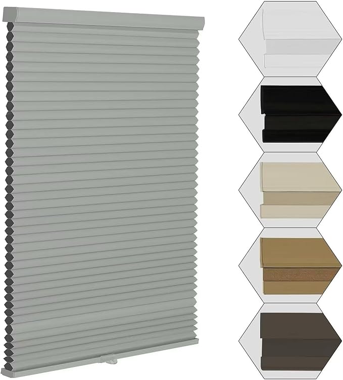 MYshade Cordless Blackout Window Blinds & Shades Pull Down Room Darkening Window Shades Light Blocking Honeycomb Cellular Shade for Indoor Windows Easy to Install 54 inch Wide, H72 Grey Blinds