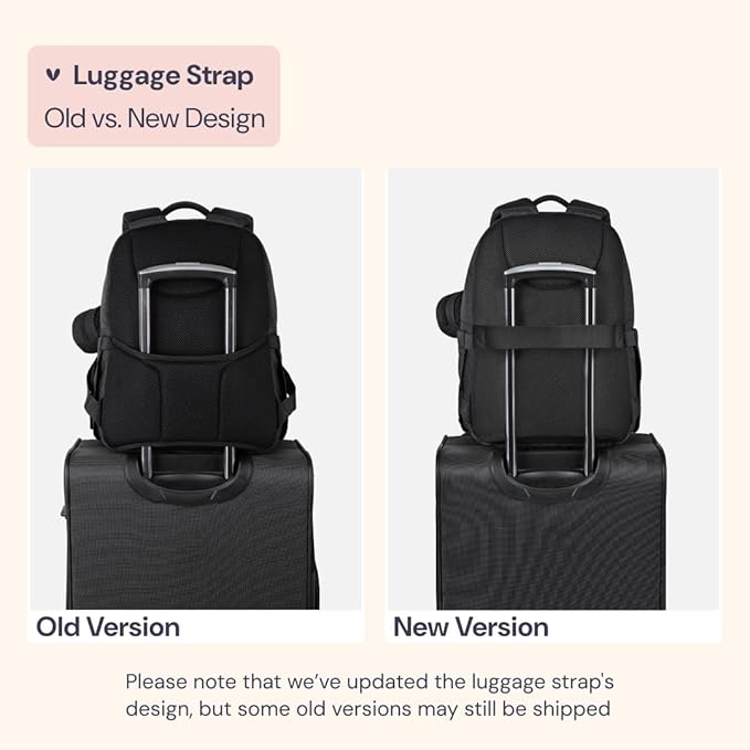 BabbleRoo Diaper Bag Backpack - Travel Large Baby Diaper Bag with Changing pad, Waterproof Baby Bags for Mom & Dad, Unisex Bags with Pacifier Case, Luggage Strap & Stroller Clips– Black