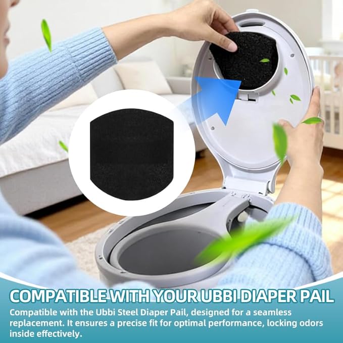 20 Pack Diaper Pail Deodorizer Refills with Hook & Loop Fastener, Activated Charcoal Filters Compatible with Ubbi Steel Diaper Pail, Secure Fit Prevents Falling, Odor Eliminating