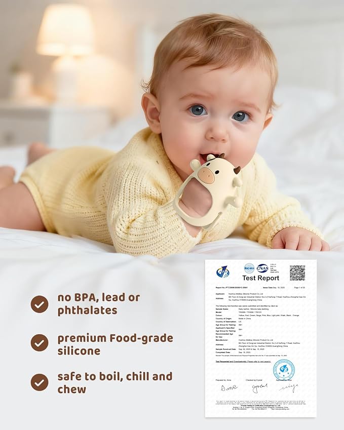 ChooKaChoo 2 Pack Baby Teething Toy for Over 3 Months, Food Grade Silicone Teething Mitten, Anti Dropping Wrist Hand Teethers Baby Chew Toys for Sucking Needs, BPA Free (Patent Pending)