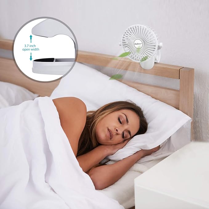 SkyGenius Battery Operated Clip On Baby Stroller Fan (White)