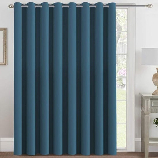 H.VERSAILTEX Blackout Patio Curtains 100 x 108 Inches for Sliding Door Extral Wide Blackout Curtain Panels Thermal Insulated Room Divider - Grommet Top, 9' Tall by 8.5' Wide - Dark Teal