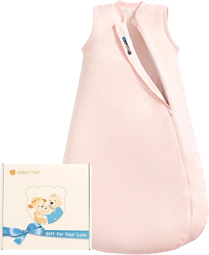 usbettas 1.0 Tog 2.5 Tog Baby Sleep Sack, 100% Cotton Baby Sleeping Bag 3-24M, 2-Way Zipper Baby Wearable Blanket