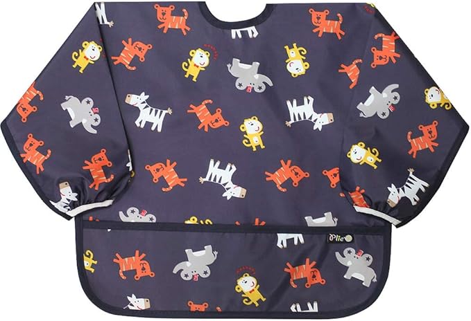 Plie Long Sleeve Waterproof Bib for Toddlers – Soft Feeding Smock for Baby Mealtime, Self-Feeding, BPA-Free, Easy Clean