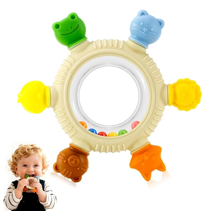 Baby Teething Toy for Babies 0-3-6-12,18 Months, BPA Free Silicone Baby Teething Ring for Teething Relief
