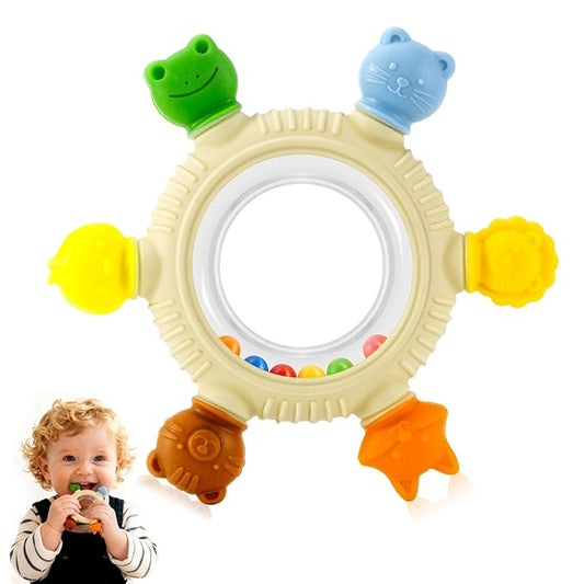 Baby Teething Toy for Babies 0-3-6-12,18 Months, BPA Free Silicone Baby Teething Ring for Teething Relief