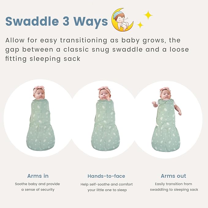 ZIGJOY Baby Swaddle Sleep Sack, 1.0 TOG Sleep Sack Swaddles for Newborns & infant 6-12 Months 100% Cotton Baby Wearable Blanket for Newborn Registry Essentials