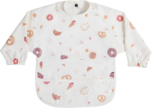 HALAA VAUVA Long Sleeve Baby Bibs for Toddlers, Waterproof, Boys Girls Smock with Food Catcher Pocket for Feeding, Eating