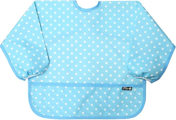 Plie Long Sleeve Waterproof Bib for Toddlers – Soft Feeding Smock for Baby Mealtime, Self-Feeding, BPA-Free, Easy Clean