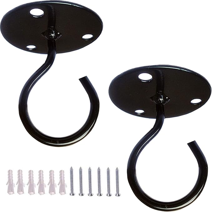 TIHOOD 2PCS Wall Mount Ceiling Hooks, Metal Plant Bracket Iron Wall Mount Lanterns Hangers for Hanging Bird Feeders, Lanterns, Wind Chimes, Planters, Outdoor Decoration Hooks