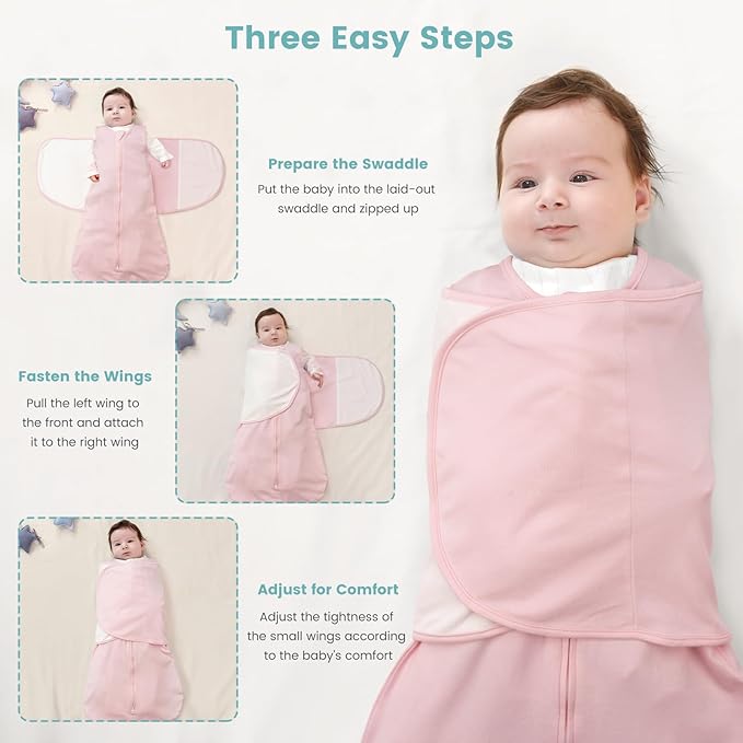 LILBESTIE Baby Swaddle Sleep Sack, 1.0 Tog New-Parent-Friendly Swaddle for Newborns & infant 6-12 Months Baby Wearable Blanket Reduce Startle Reflex, Newborn Boys Girls Registry Essentials