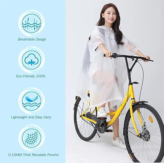 Rain Poncho Raincoats for Adults Reusable - 2-5 Pack EVA Waterproof Rain Coat with Hood, Rain Gear for Women Men