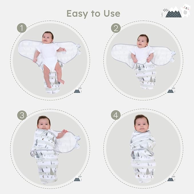Yoofoss Baby Swaddles for Newborns 100% Organic Cotton, Adjustable Swaddle Sleep Sack 0-3 Months Newborn Swaddle Sack, Breathable Soft(Small)