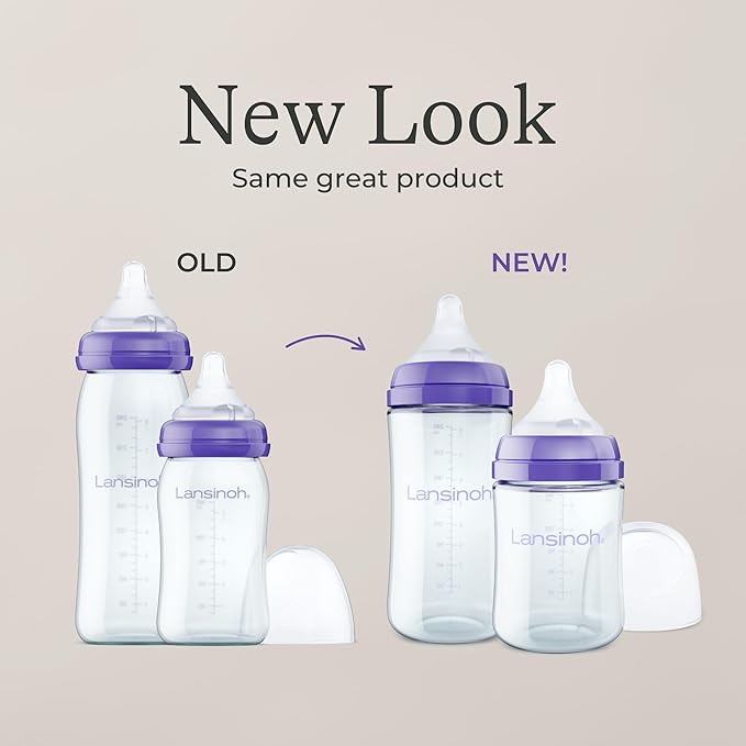 Lansinoh Anti-Colic Glass Baby Bottles, 8 Ounces, 4 Count Bottles for Feeding, Baby Essentials, Includes 4 Medium Flow Nipples, Size M