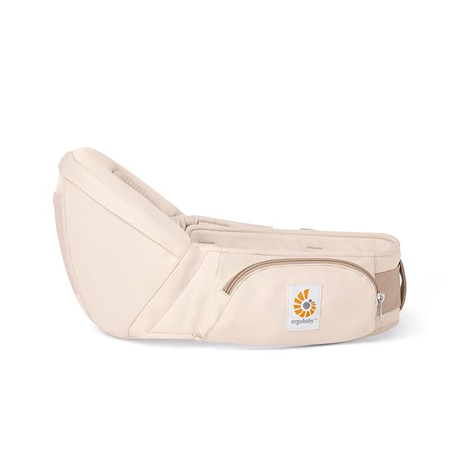 Ergobaby Ergonomic Baby Carrier Hip Seat with Storage, Comfortable Wide Waistbelt and Lumbar Support (17-45 lb) from The Brand Leader in Carriers, Lift Hip Seat, Natural Beige