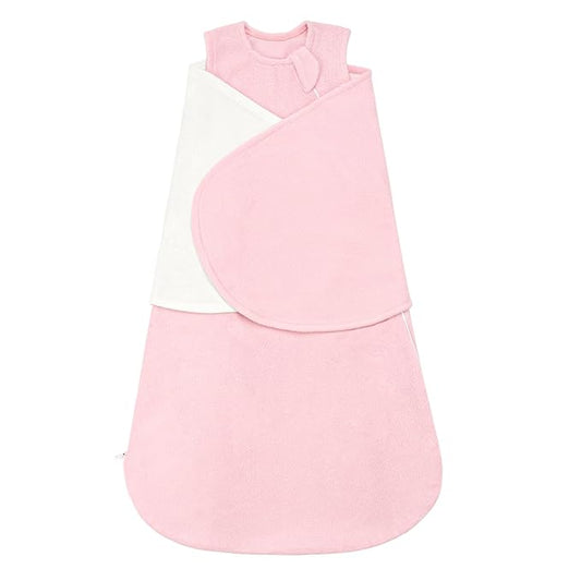 ZIGJOY Swaddle Sleep Sack Newborn 1.5 Tog Fleece Wearable Blanket Baby 0-6 Months - Lightweight MicroFleece Winter Sleeping Sacks Bag for Infant Girl Boy Gifts, Pink