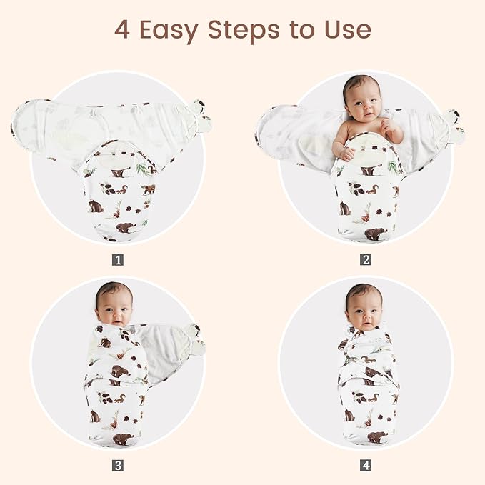 david's kids 100% Cotton 3 Pack Baby Swaddle Wrap for 0-3 Months, Soft Breathable Swaddle Blanket for Newborn Infant, Adjustable Baby Wrap Sleep Sacks for Boys Girls, Newborn Essentials, Woodland