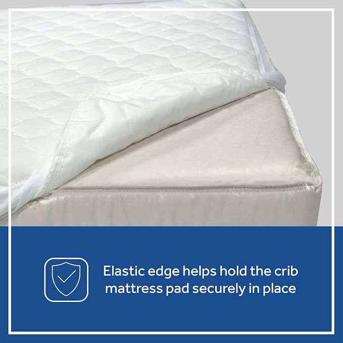 Sealy Baby 2-PACK Fitted Waterproof Infant Crib Mattress Protector Pad and Toddler Bed Cover, Durable and Comfortable Topper, Machine Washable and Dryer Friendly, 52x28”- White
