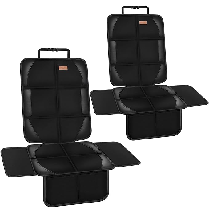 Car Seat Protector Covers for Child Car seat mat, 600D Waterproof Non-Slip with Storage Pockets, Cushion Protectors Large Size, Prevent Dirt Scratches (Black 2)